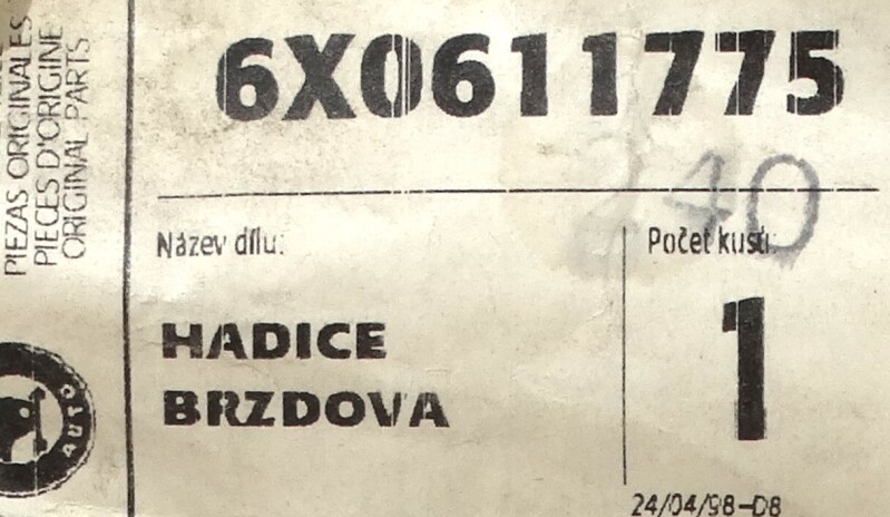 Brzdová hadice - XS 6X0611775