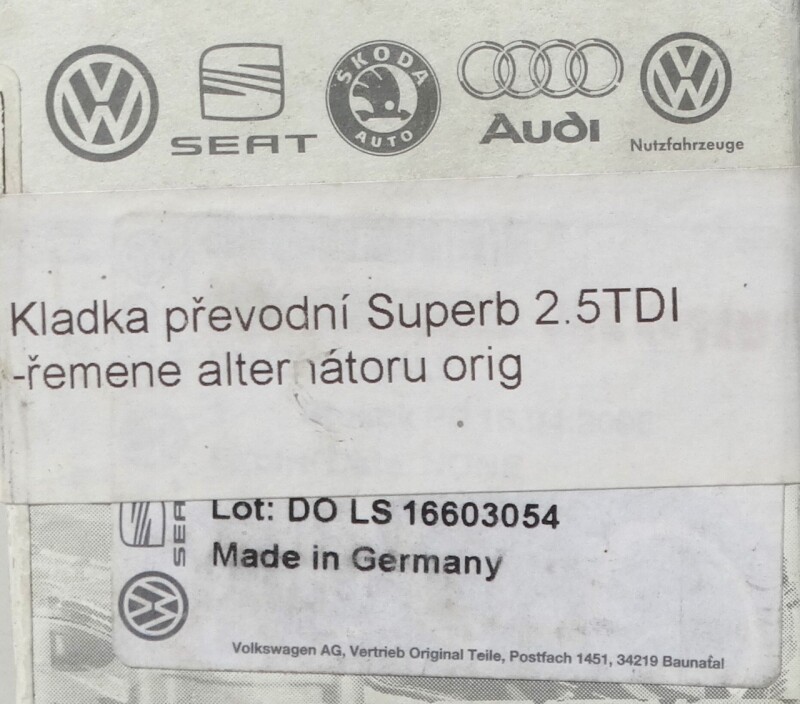 KLADKA PŘEVODNÍ SUPERB DIESEL 2,5 TDI  A9