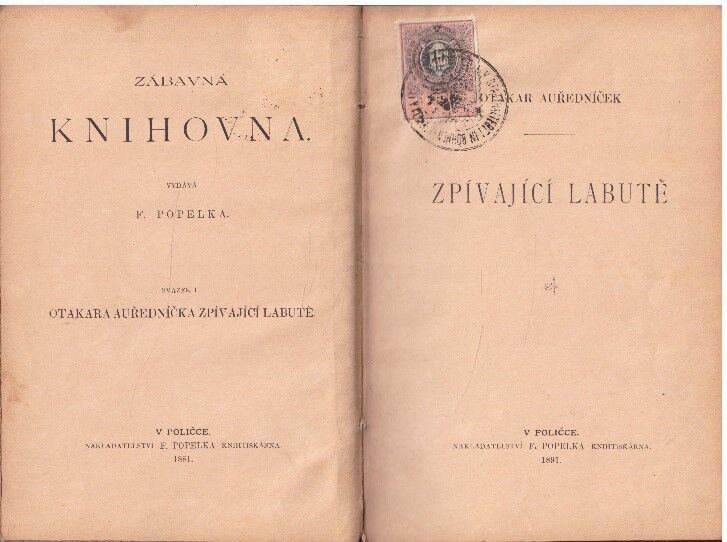 Zpívající labutě od  Otakar Auředníček z roku 1891