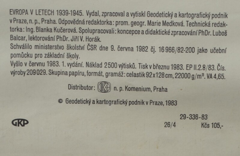 Školní nástěnné mapy - Evropa v letech  1939 - 1945
