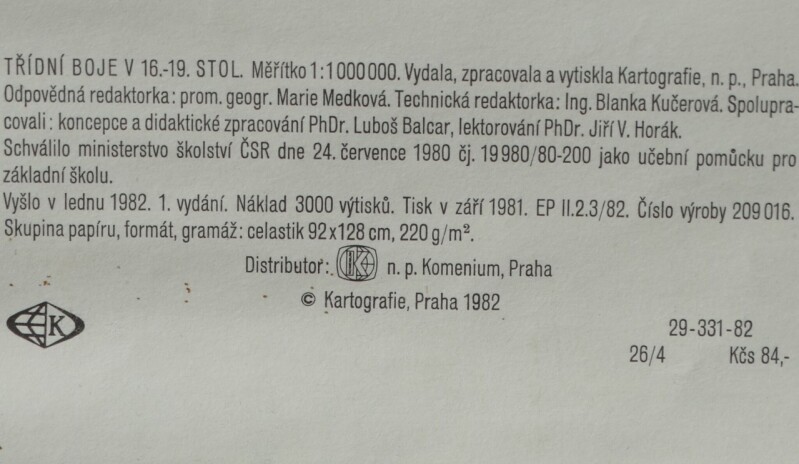 Školní nástěnné mapy - Třídní boje v 16. až 19. století.