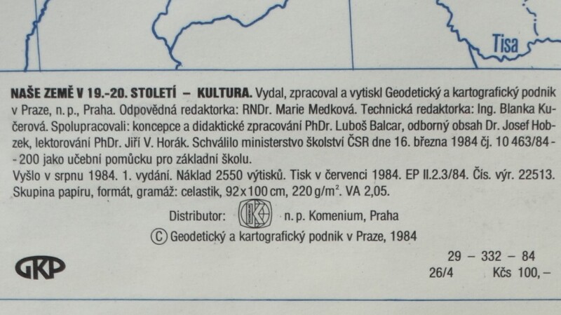 Školní nástěnné mapy - Naše země v 19 - 20stol. - kultura