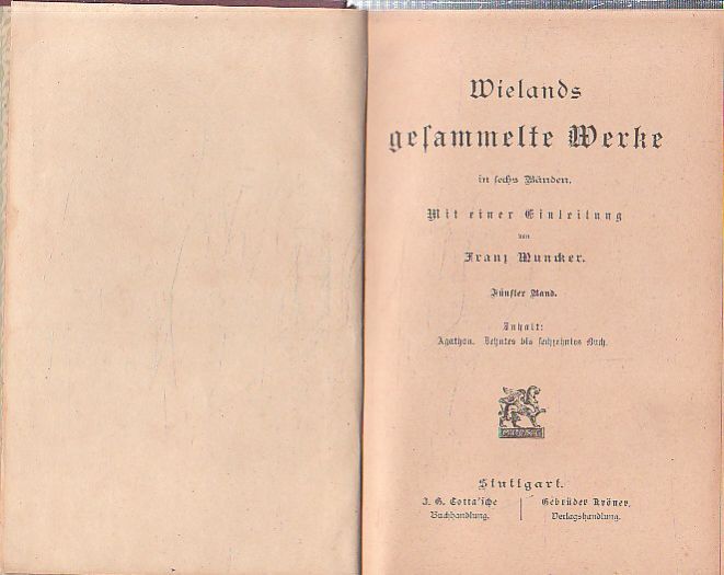Wielands gesammelte - Werke od Christopha Martina Wielanda. Wielandovy sebrané poznámky
