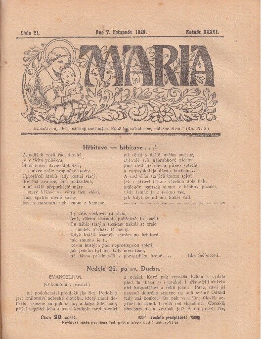 Svázané v tvrdých deskách časopisy Kříž  z roku 1929.
