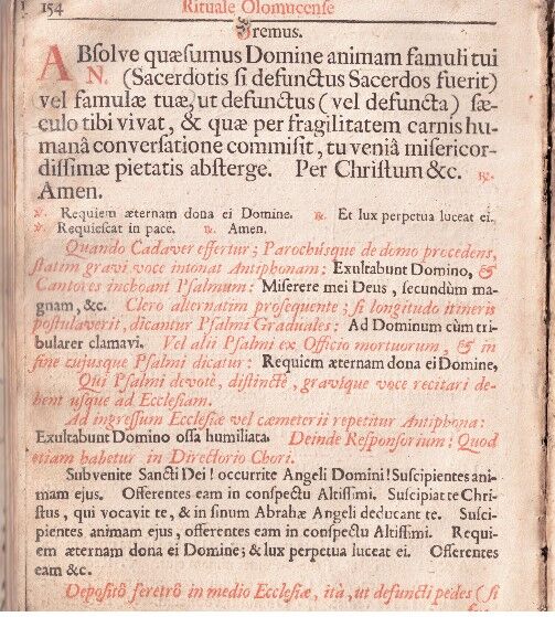 Agenda seu Rituale Olomucense + 2 přívazky - 1684