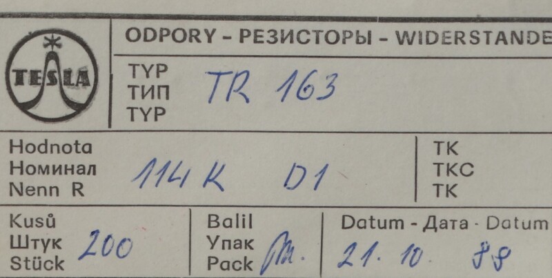 Rezistor TR 163 114K D1