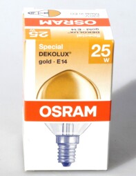 Žárovky OSRAM DEKOLUX GOLD E14 CLEAR 230V 25W.