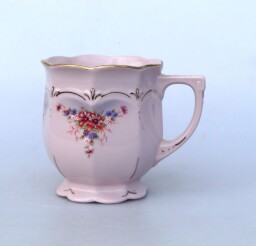 Dekorace - hrníček, růžový porcelán.