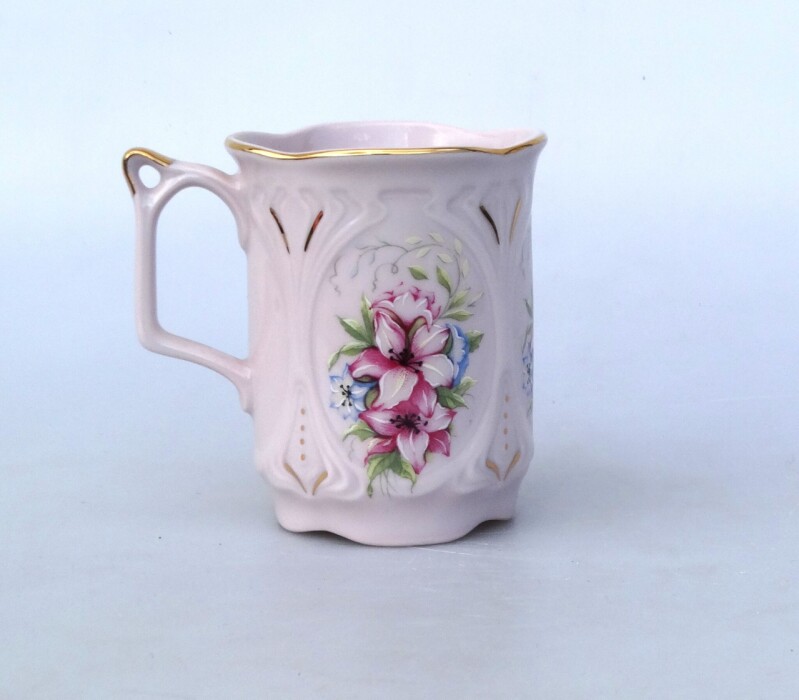 Dekorace - hrníček, růžový porcelán  2