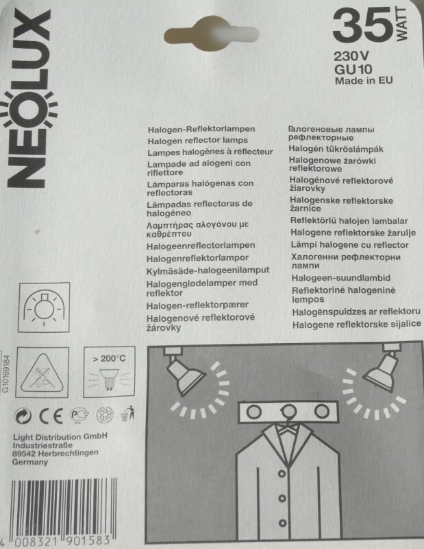 Tři halogenové žárovky NEOLUX 35W 230V.