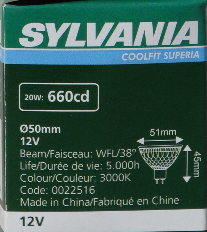 Žárovky SYLVANIA COOLFIT SUPERIA 20W 12V