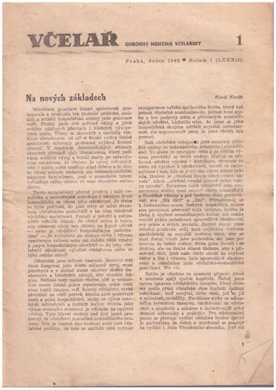 Včelař odborný měsíčník včelařský 1948