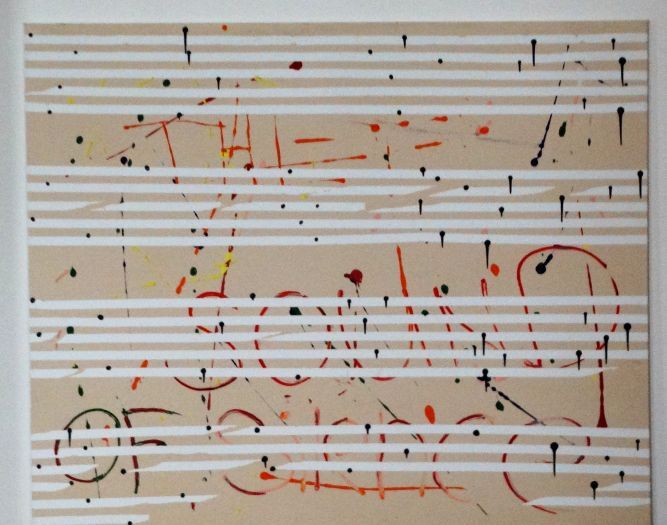 Dušan Křivský - The soud of - obraz rozměr: 170x120cm cena:98 000Kč. Olej na plátně.