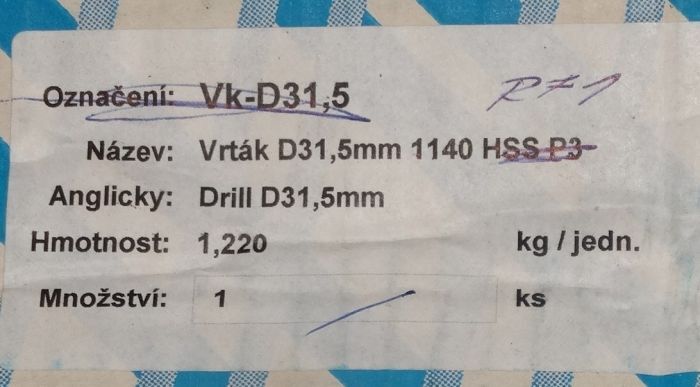 Vrtáky s kuželovou stopkou DIN345 HSS VKD 31,5