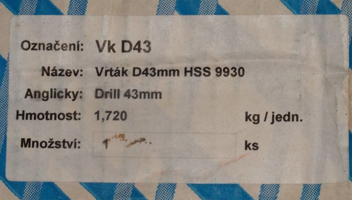 Vrtáky s kuželovou stopkou DIN345 HSS VKD 43