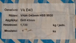 Vrtáky s kuželovou stopkou DIN345 HSS VKD 43